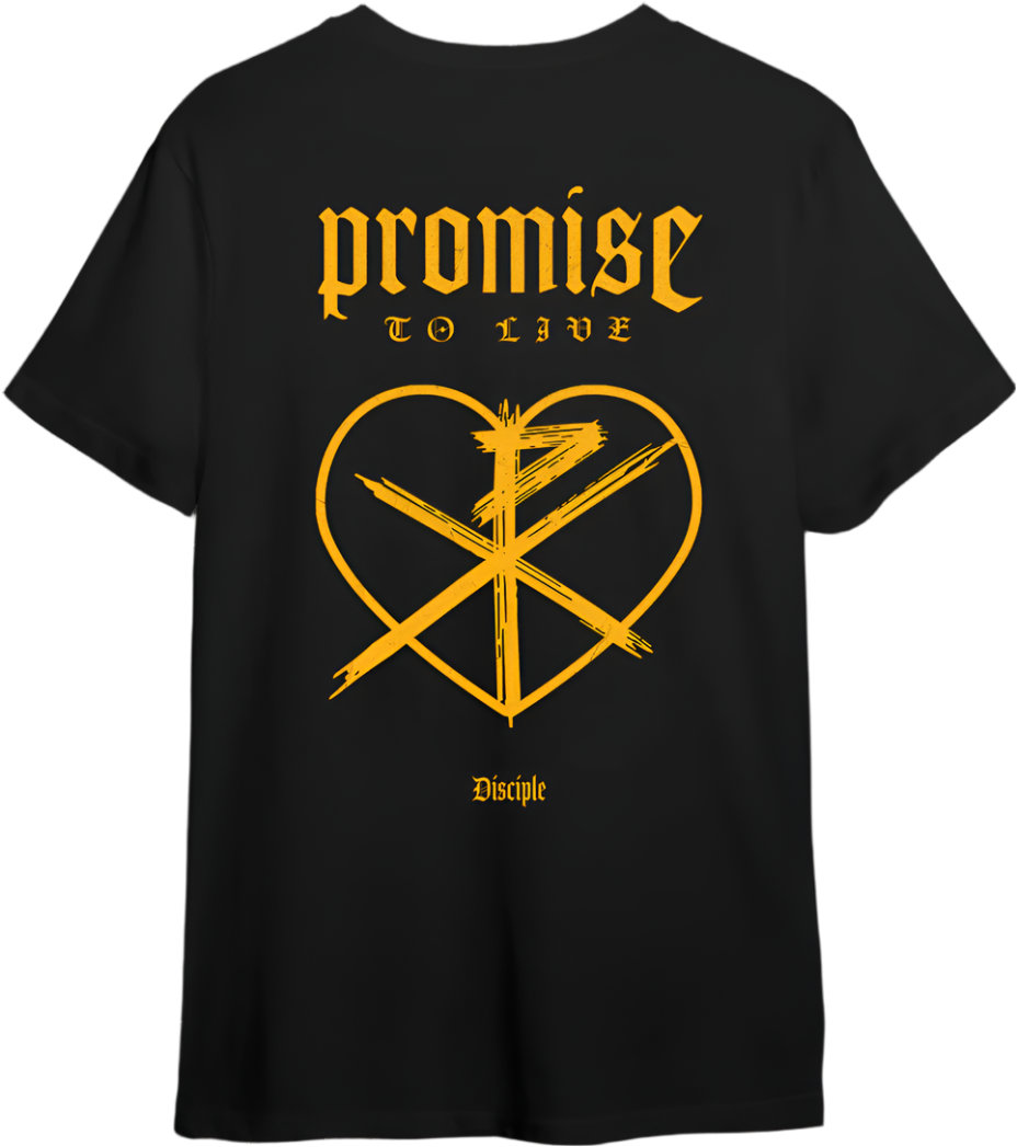 Promise To Live-Gold Heart T