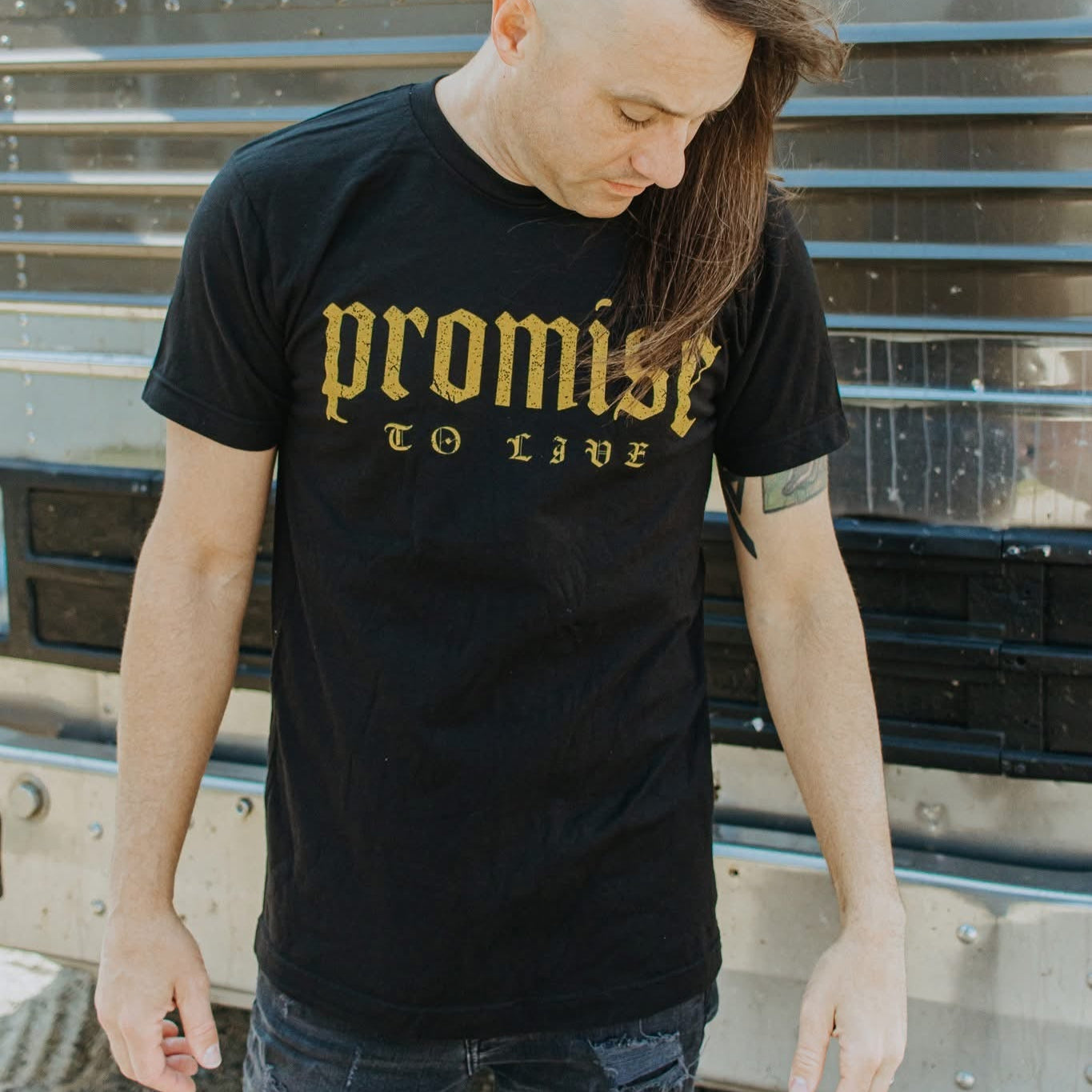 Promise To Live-Gold Heart T