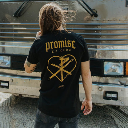 Promise To Live-Gold Heart T